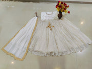 Women’s White Embroidered Lehenga Choli Set with Dupatta