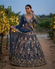 Women’s Navy Blue Lehenga Choli Set