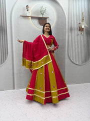 Women’s Roman Silk Lehenga Choli with Dupatta Real Mirror Work