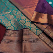 Teal Blue Lichi Silk Saree for Women with Floral Jacquard Work and Rich Woven Border