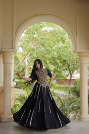 Women’s Stitched Rayon Lehenga Choli Set with Mirror Lace