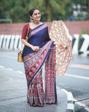 Ready to Wear Crape Silk Saree, Printed Stitched Saree with Decorative Border