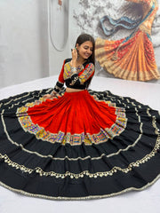 Women’s Black and Red Lehenga Choli Set, Indian Ethnic Wedding Outfit