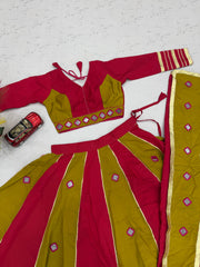 Women’s Roman Silk Lehenga Choli with Dupatta Real Mirror Work