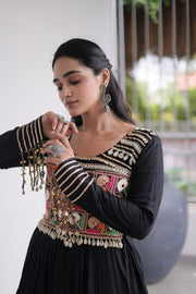 Women’s Ethnic Anarkali Gown Dress with Embroidered Bodice