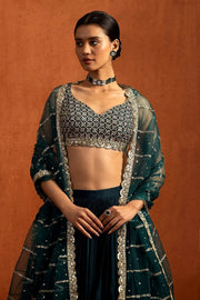 Women’s Lehenga Choli Set with Dupatta, Indian Ethnic Wear with Embroidered Blouse