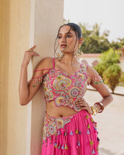 Women’s Pink Embroidered Lehenga Choli Set