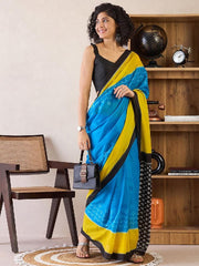 Women’s Ready to Wear Mul Cotton Saree with Pocket, Multicolor Printed Stitched Saree