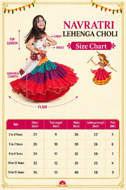 Girls Traditional Multicolor Bandhani Printed Lehenga Choli Set with White Top