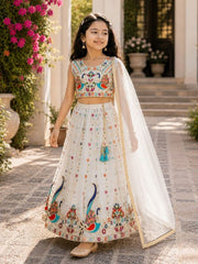 Girls Peacock Embroidered Georgette Lehenga Choli with Dupatta