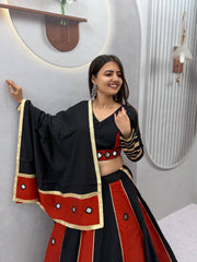 Women’s Roman Silk Lehenga Choli with Dupatta Real Mirror Work