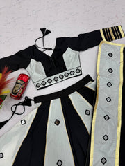 Women’s Roman Silk Lehenga Choli with Dupatta Real Mirror Work