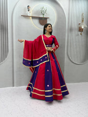 Women’s Roman Silk Lehenga Choli with Dupatta Real Mirror Work