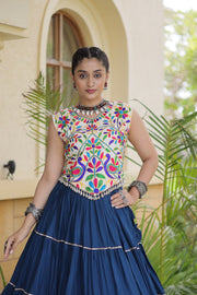 Women’s Rayon Lehenga with Kutchi Work Blouse